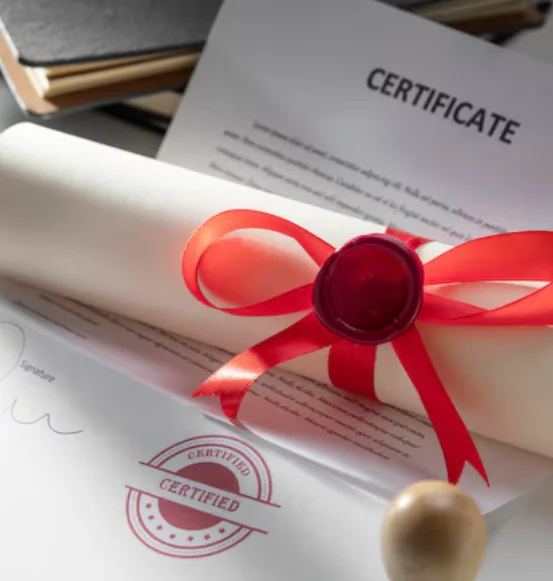 Certificate with ribbon for Labour Welfare Fund registration
