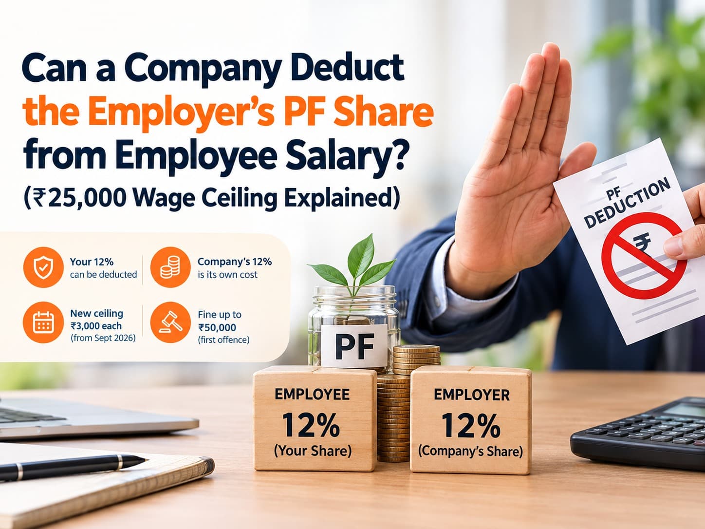Can a Company Deduct the Employer's PF Share from Employee Salary? (₹25,000 Wage Ceiling Explained)